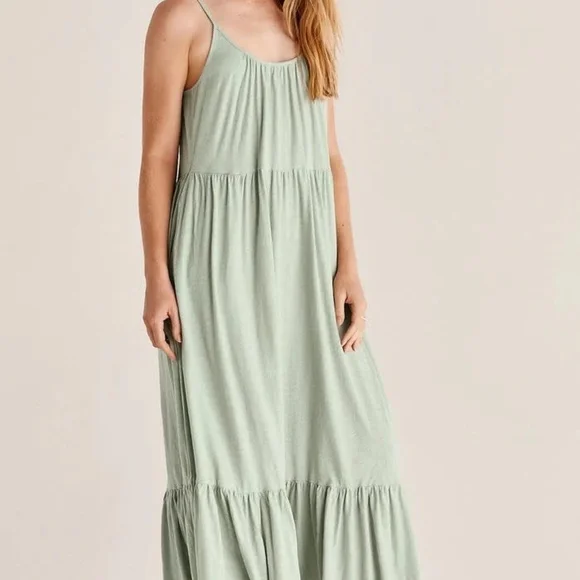 Z Supply | Dresses | Z Supply Green Tiered Ruffled Maxi Sundress | Poshmark